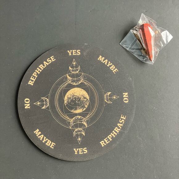 New Wooden Moon Designed Pendulum Board with a Red Jasper Pendulum - Picture 1 of 3